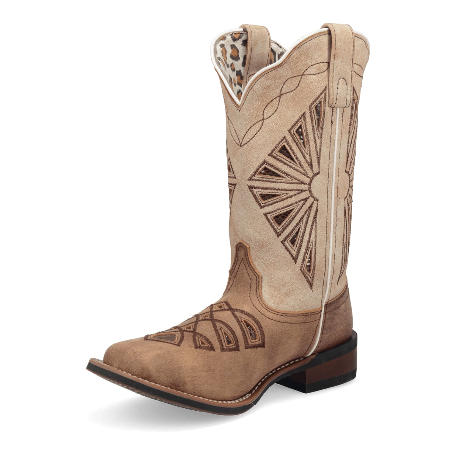 Dan Post Boots Boots Laredo Women's Kite Days Broad Square Toe Leather Boots - Brown / Bone 5821
