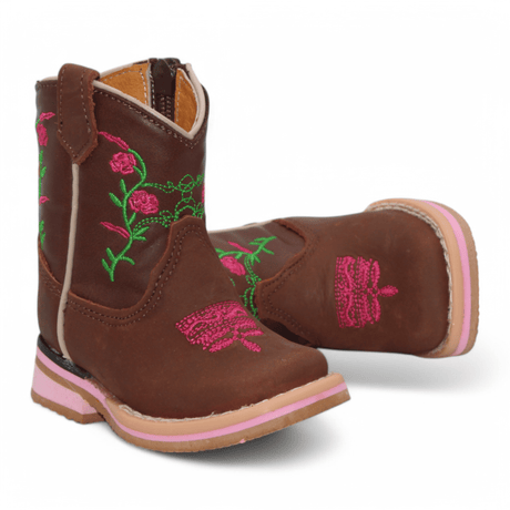 Hooch Boots Boots Girl's Genuine Leather Square Toe Boots - Brown