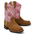 Hooch Boots Boots Tan / 7 Girl's Genuine Crazy Leather Square Toe Boots