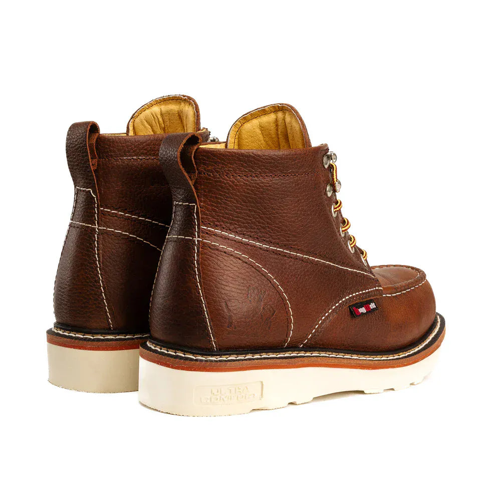 King Welt Boots Apache 6” Moc Toe Work Boots Premium Full-Grain Leather Dark Brown Color - King Welt