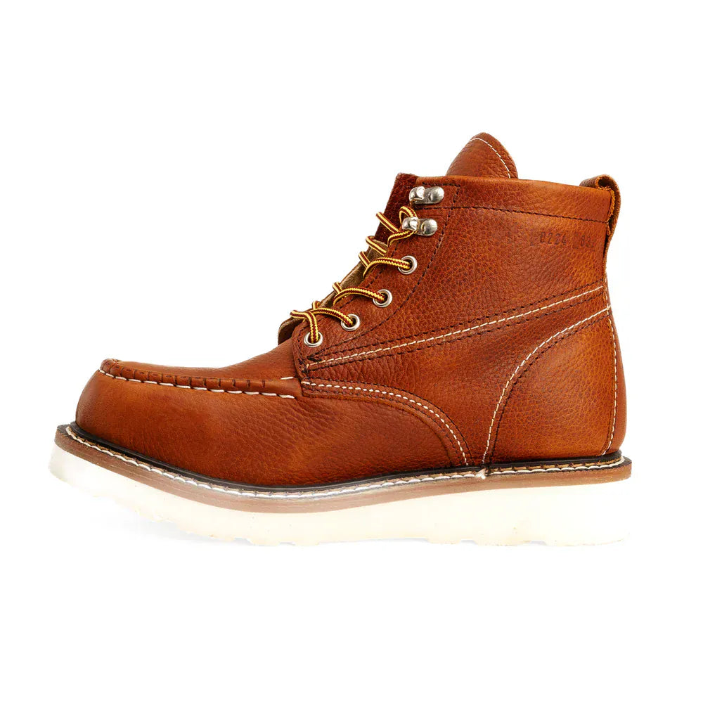 King Welt Boots Apache 6” Moc Toe Work Boots Premium Full-Grain Leather Tan Color - King Welt