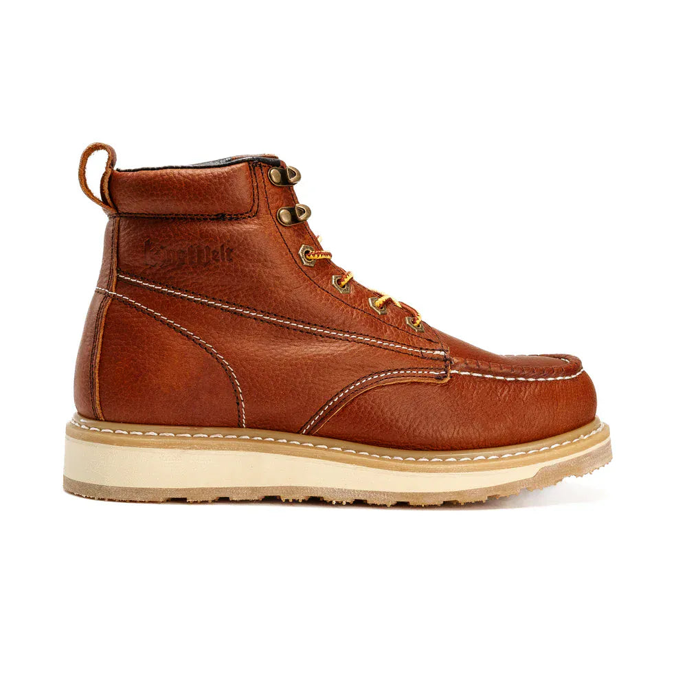 King Welt Boots Men´s Full-Grain Leather 6" Wedge Moc Toe Calexico Work Boots Tan Color - King Welt