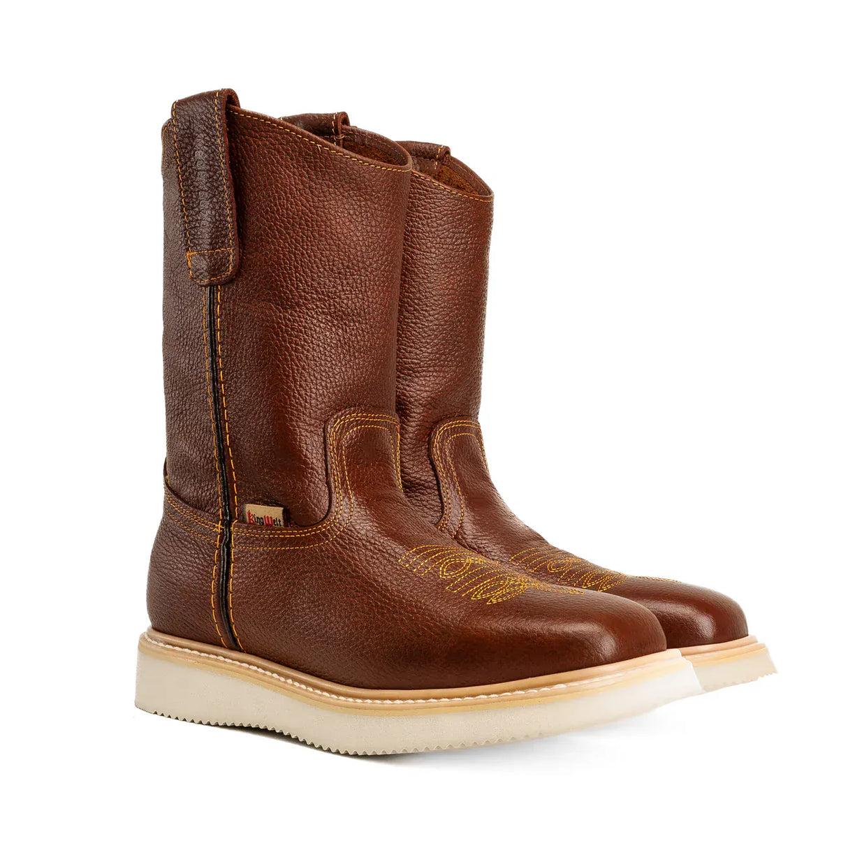 King Welt Boots Santa Fe 11" Wellington Boots Square Toe Full Grain Leather Shedron Color - King Welt