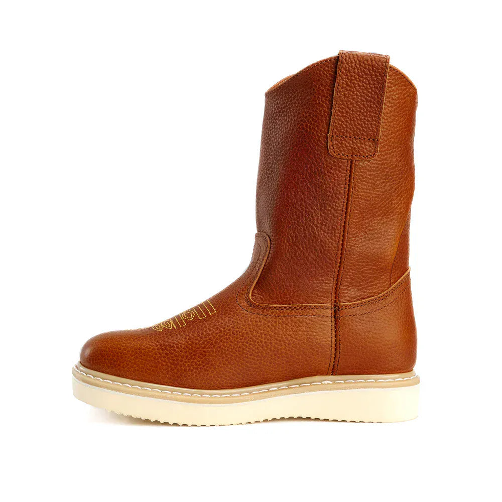 King Welt Boots Santa Fe 11" Wellington Boots Square Toe Full Grain Leather Tan Color - King Welt