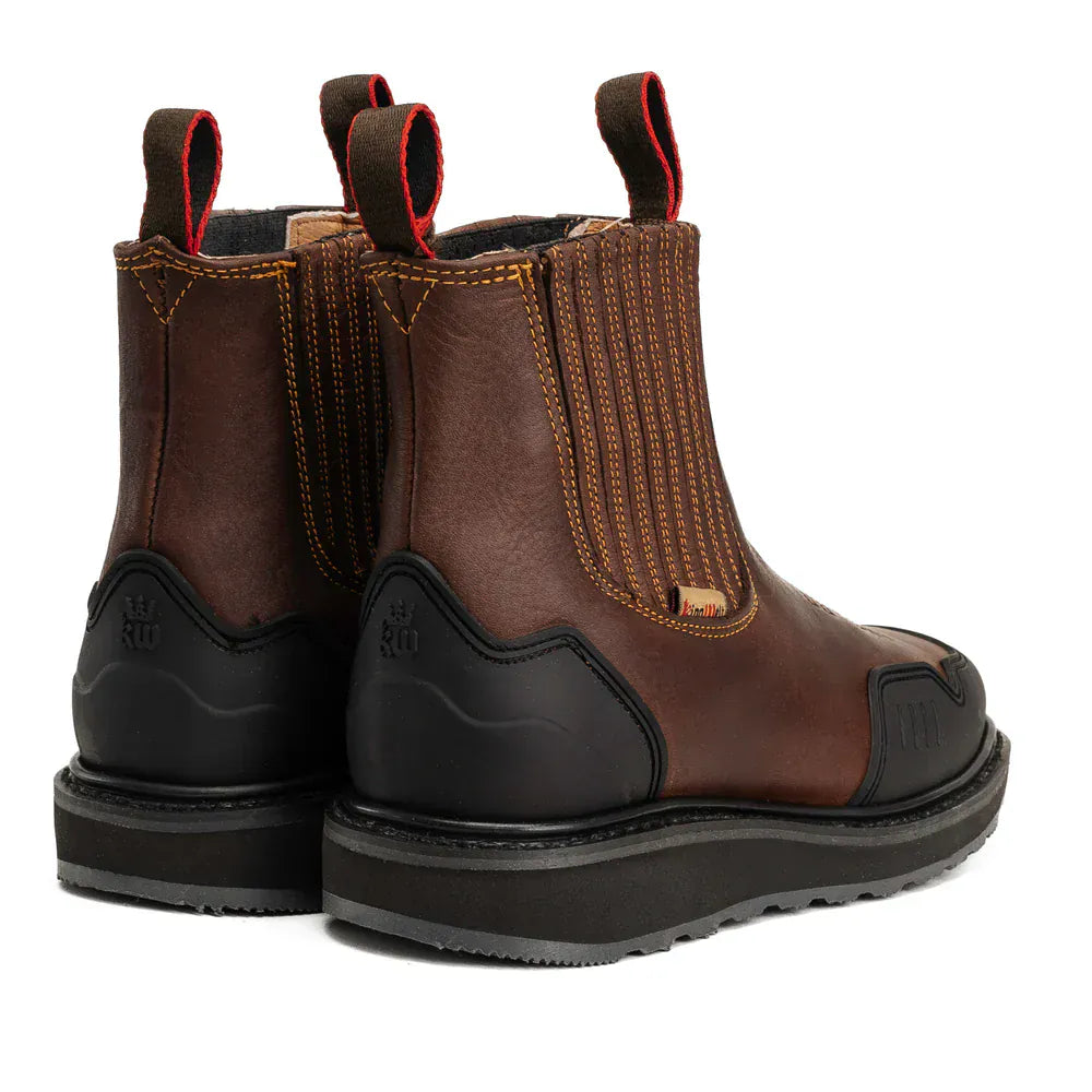 King Welt Boots Ultra Flex 6" Guarded Master Steel Toe Square Chelsea Work Boots Brown Color - King Welt