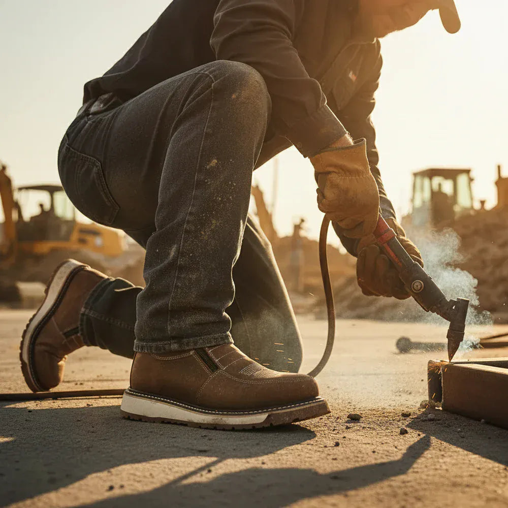 King Welt Boots Western Flex 6" Zipper Work Boots Medallion Laton Color - King Welt