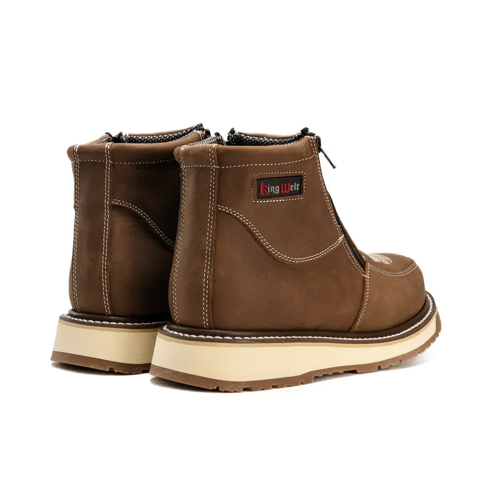King Welt Boots Western Flex 6" Zipper Work Boots Medallion Laton Color - King Welt