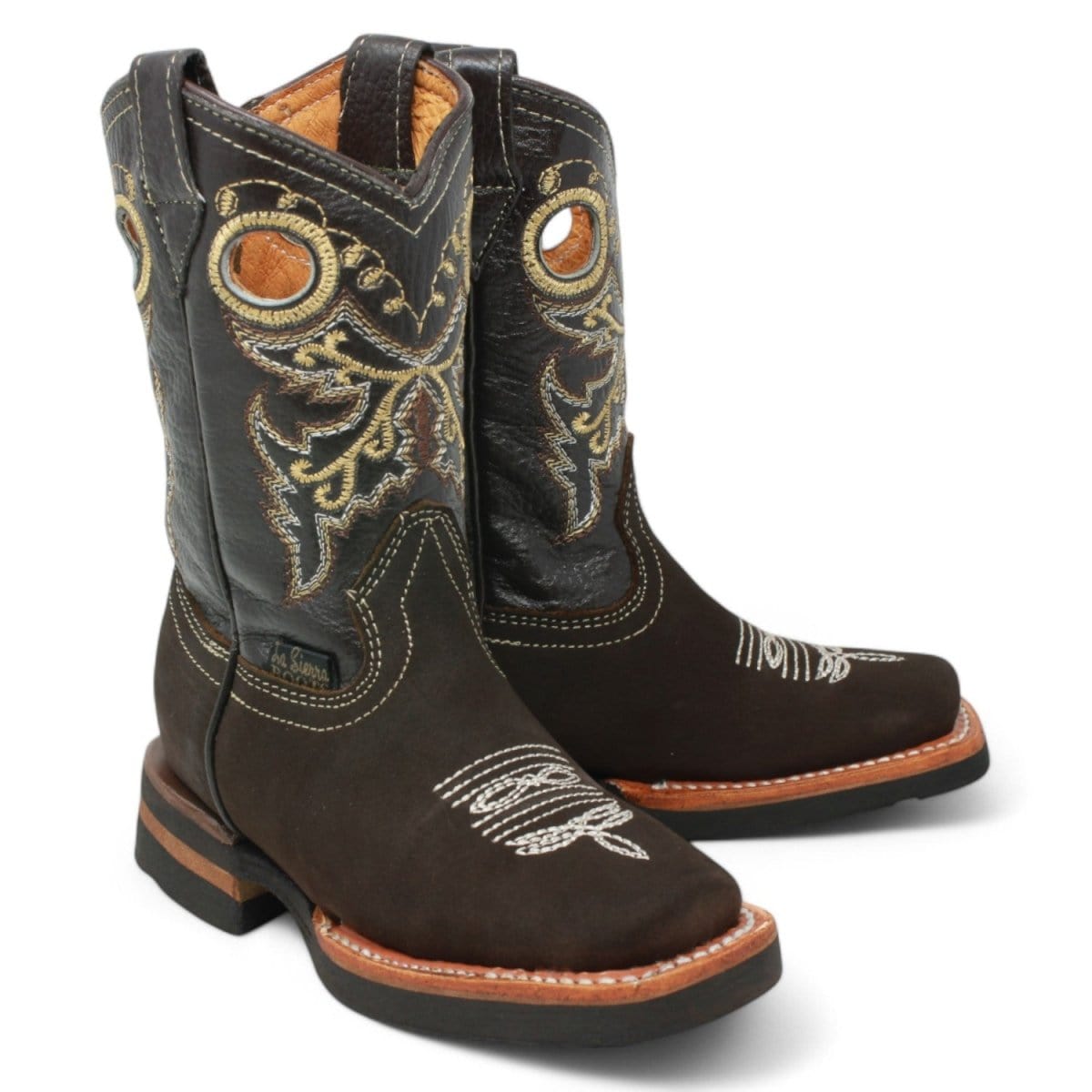 La Carreta Boots Brown / 7 Kid's Genuine Leather Square Toe Cowboy Boots