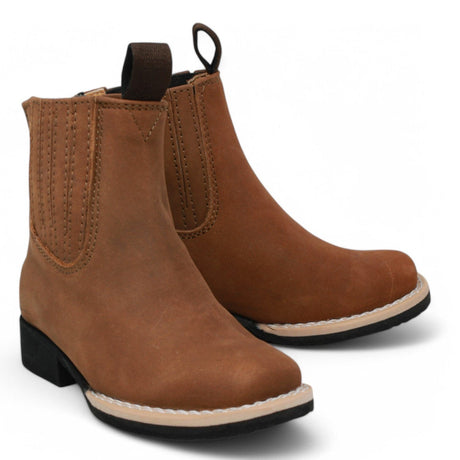 La Carreta Boots Brown / 7 Kid's Genuine Suede Square Toe Short Boots