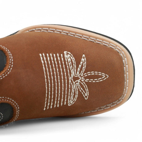 La Carreta Boots Kid's Genuine Leather Square Toe Boots Brown