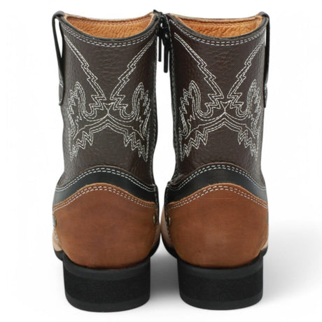 La Carreta Boots Kid's Genuine Leather Square Toe Boots Brown
