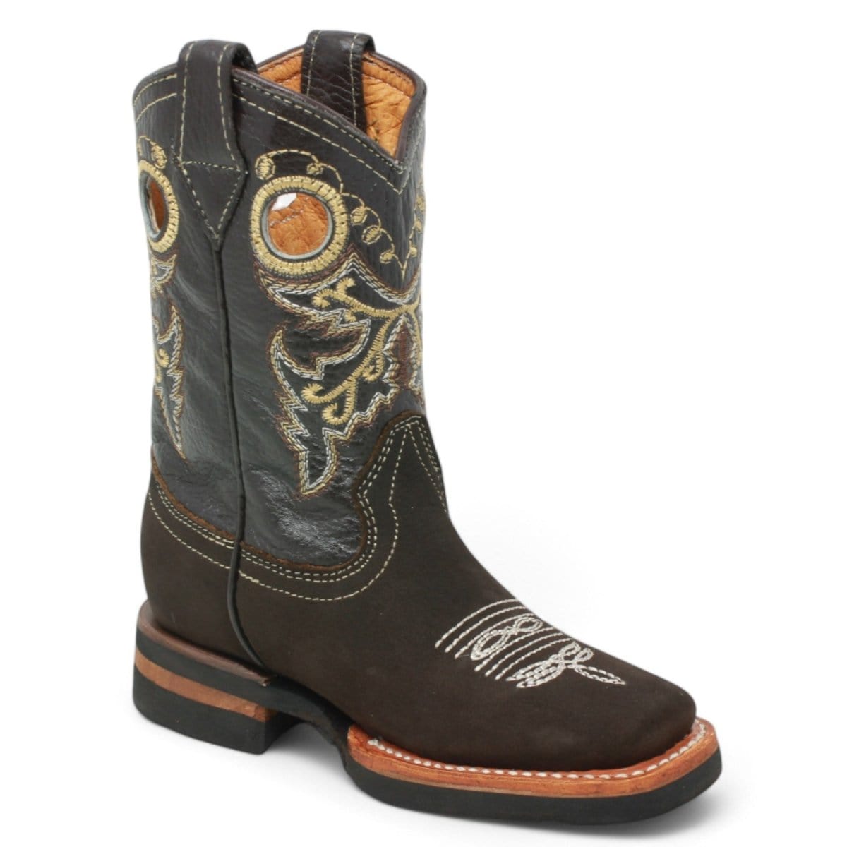 La Carreta Boots Kid's Genuine Leather Square Toe Cowboy Boots