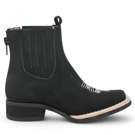 La Carreta Boots Kid's Genuine Suede Square Toe Short Boots