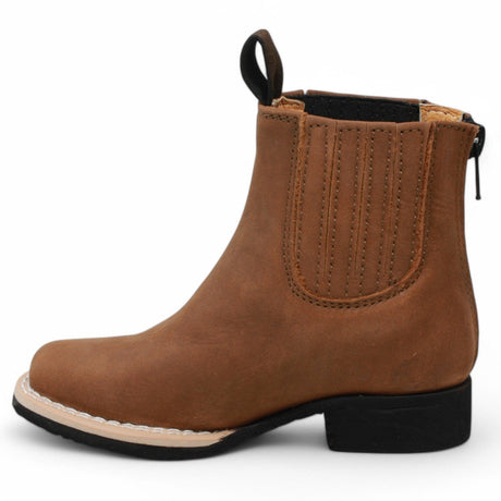 La Carreta Boots Kid's Genuine Suede Square Toe Short Boots