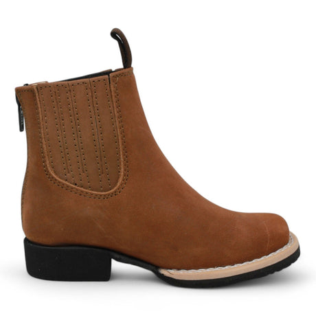 La Carreta Boots Kid's Genuine Suede Square Toe Short Boots