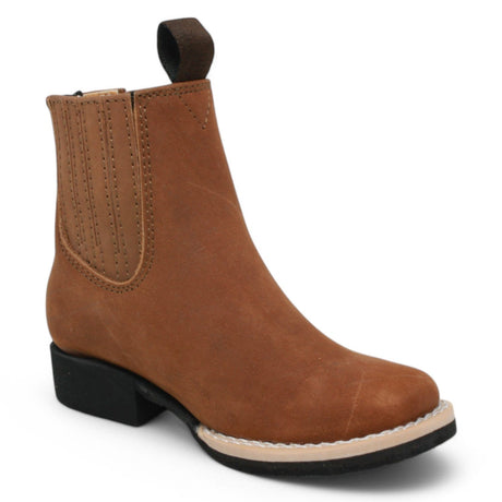 La Carreta Boots Kid's Genuine Suede Square Toe Short Boots