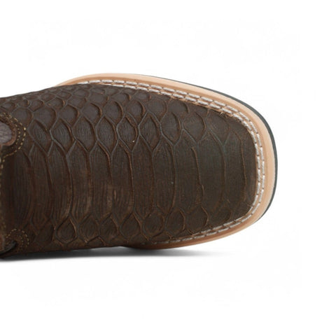 La Carreta Boots Kid's Python Print Genuine Leather Square Toe Boots