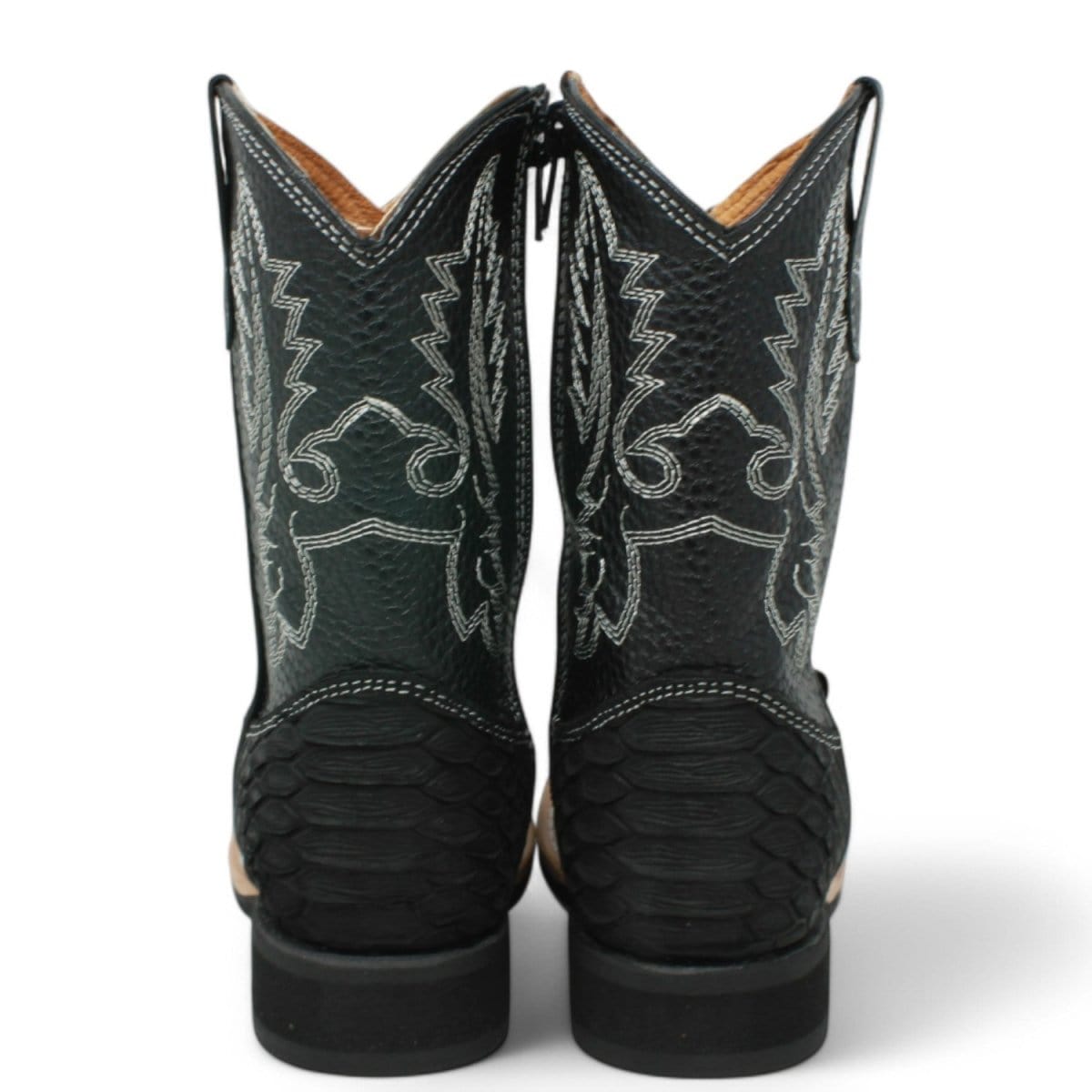 La Carreta Boots Kid's Python Print Genuine Leather Square Toe Boots