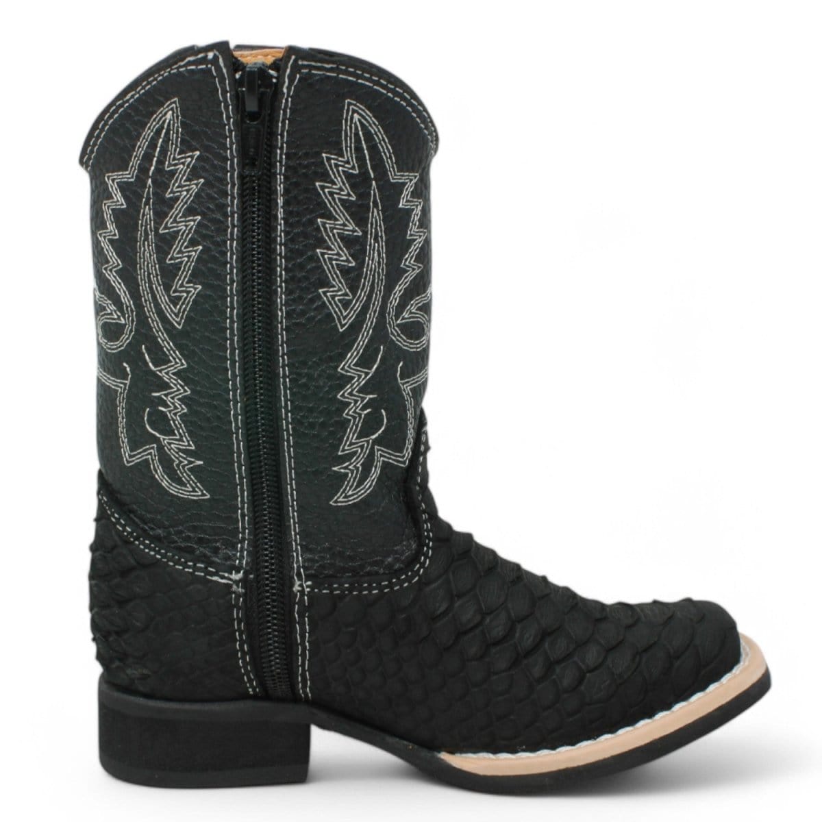 La Carreta Boots Kid's Python Print Genuine Leather Square Toe Boots