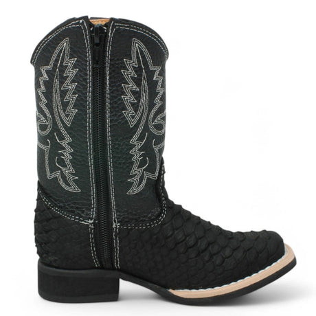 La Carreta Boots Kid's Python Print Genuine Leather Square Toe Boots