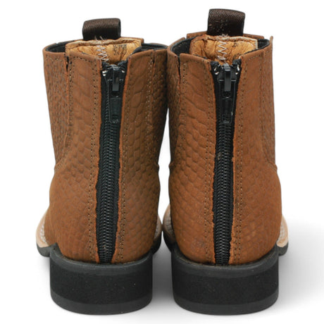 La Carreta Boots Kid's Python Print Genuine Leather Square Toe Short Boots