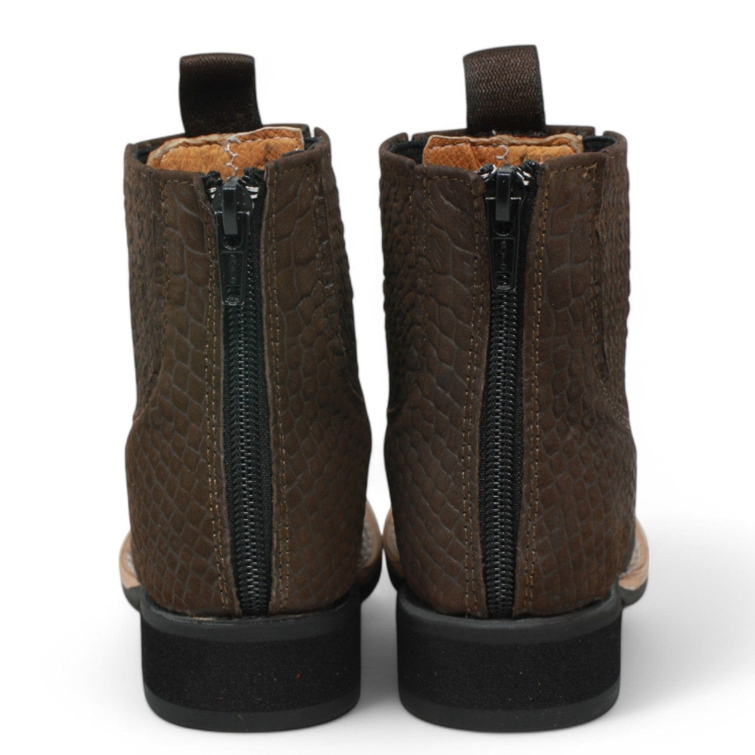 La Carreta Boots Kid's Python Print Genuine Leather Square Toe Short Boots