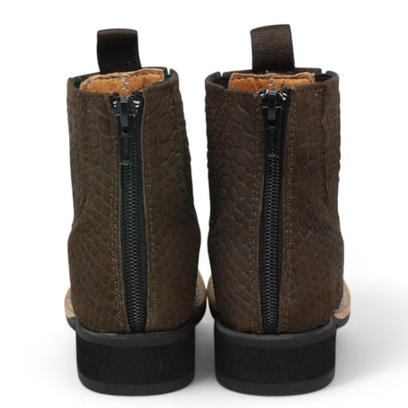 La Carreta Boots Kid's Python Print Genuine Leather Square Toe Short Boots