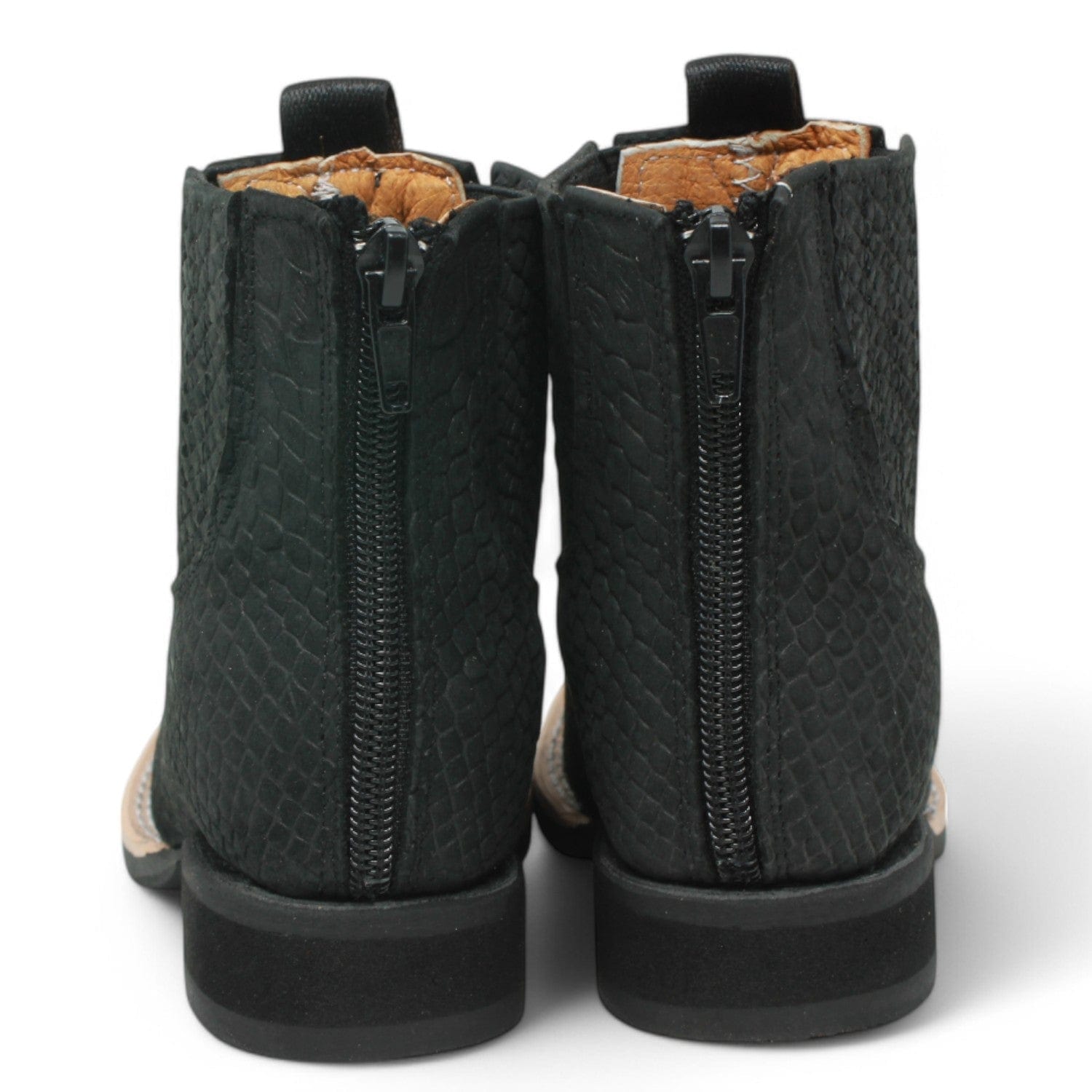 La Carreta Boots Kid's Python Print Genuine Leather Square Toe Short Boots