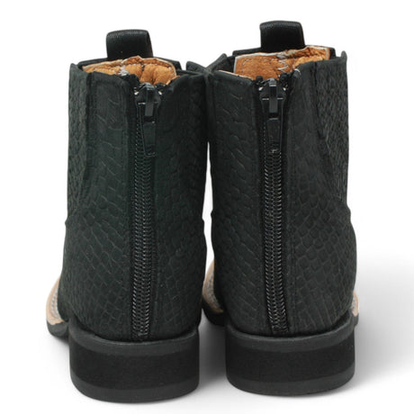 La Carreta Boots Kid's Python Print Genuine Leather Square Toe Short Boots