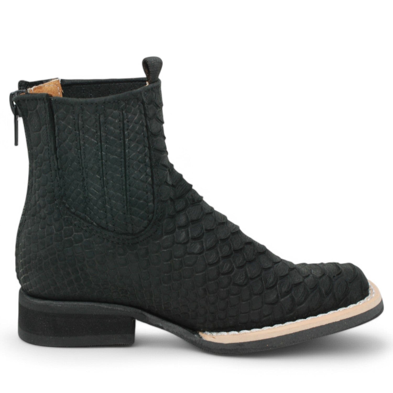 La Carreta Boots Kid's Python Print Genuine Leather Square Toe Short Boots
