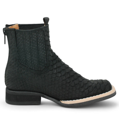 La Carreta Boots Kid's Python Print Genuine Leather Square Toe Short Boots