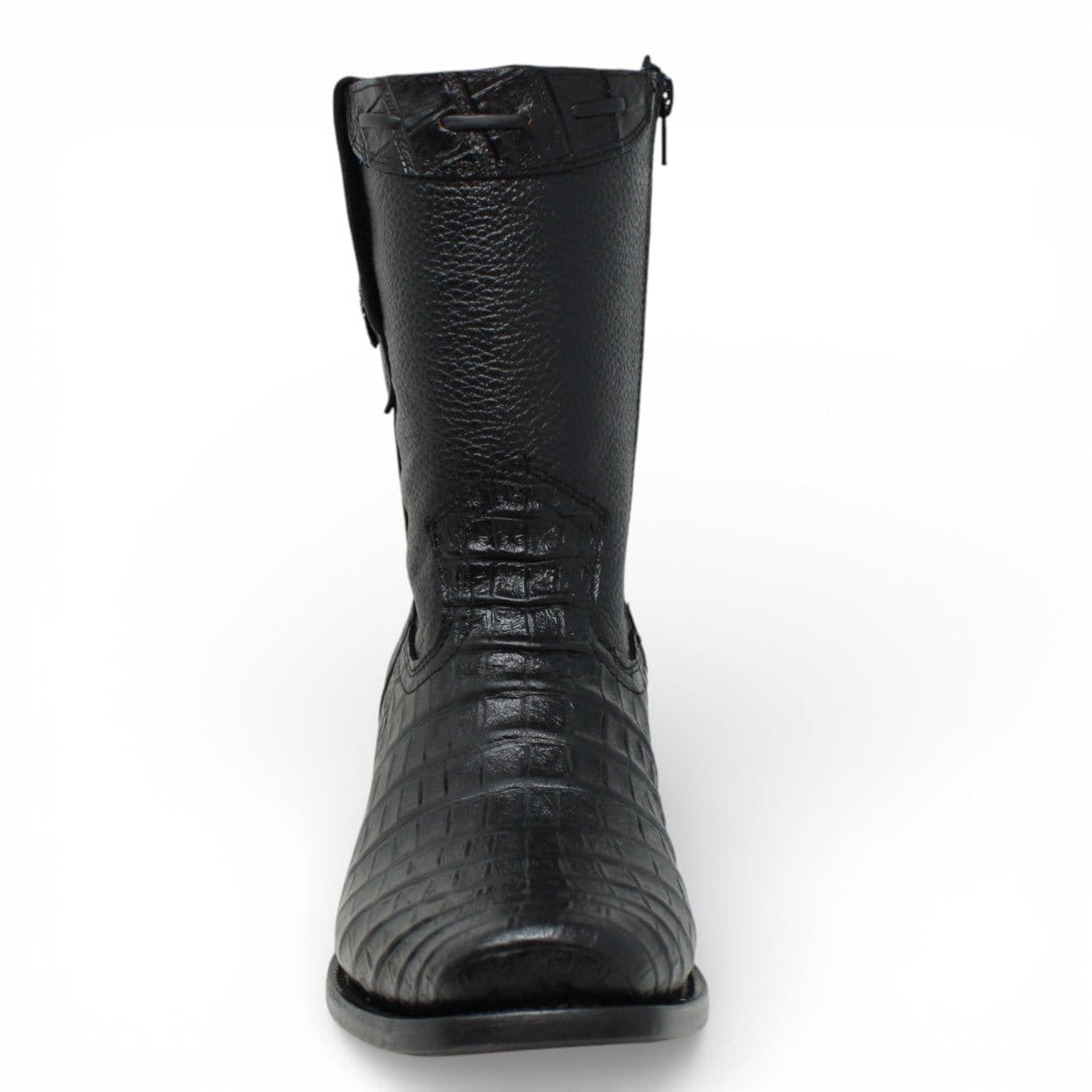 La Carreta Boots Men's Caiman Belly Print Leather Dubai Toe Boots Black Color - La Carreta