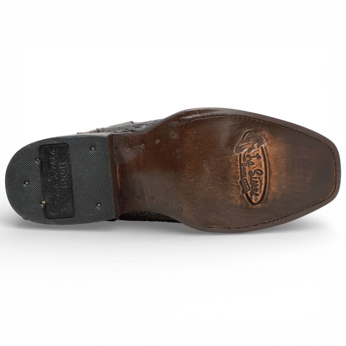 La Carreta Boots Men's Caiman Belly Print Leather Dubai Toe Boots Brown Color - La Carreta