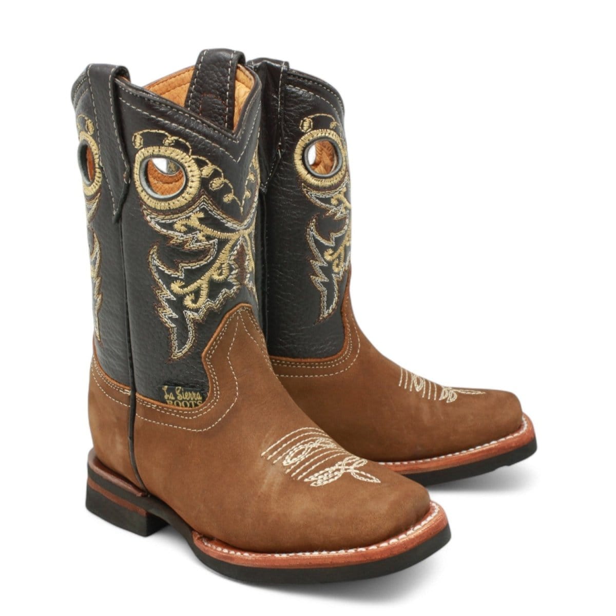 La Carreta Boots Tan / 7 Kid's Genuine Leather Square Toe Cowboy Boots