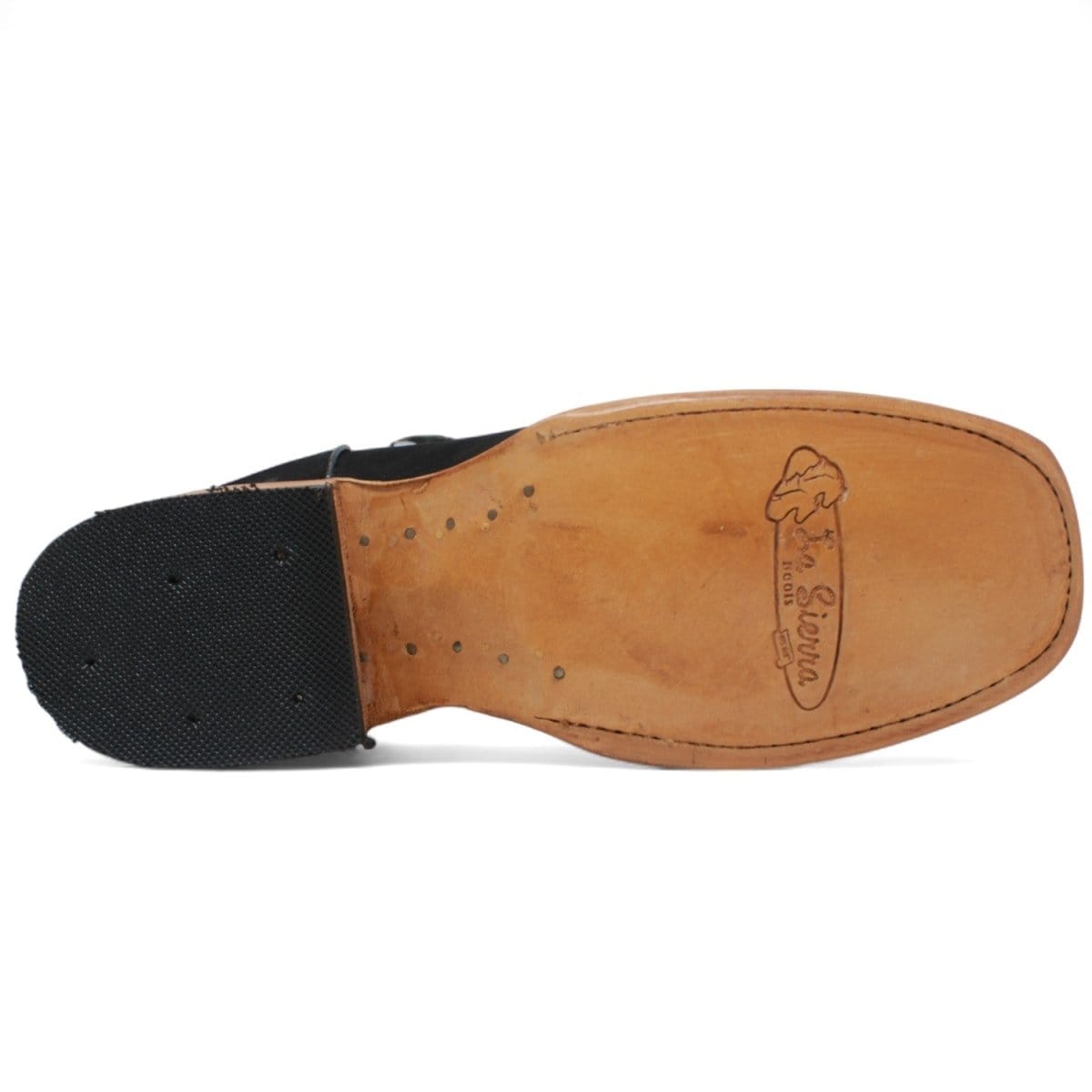 Women´s Genuine Leather Rodeo Wide Square Toe With embroidered SunFlowers - Black Color - La Carreta sole view