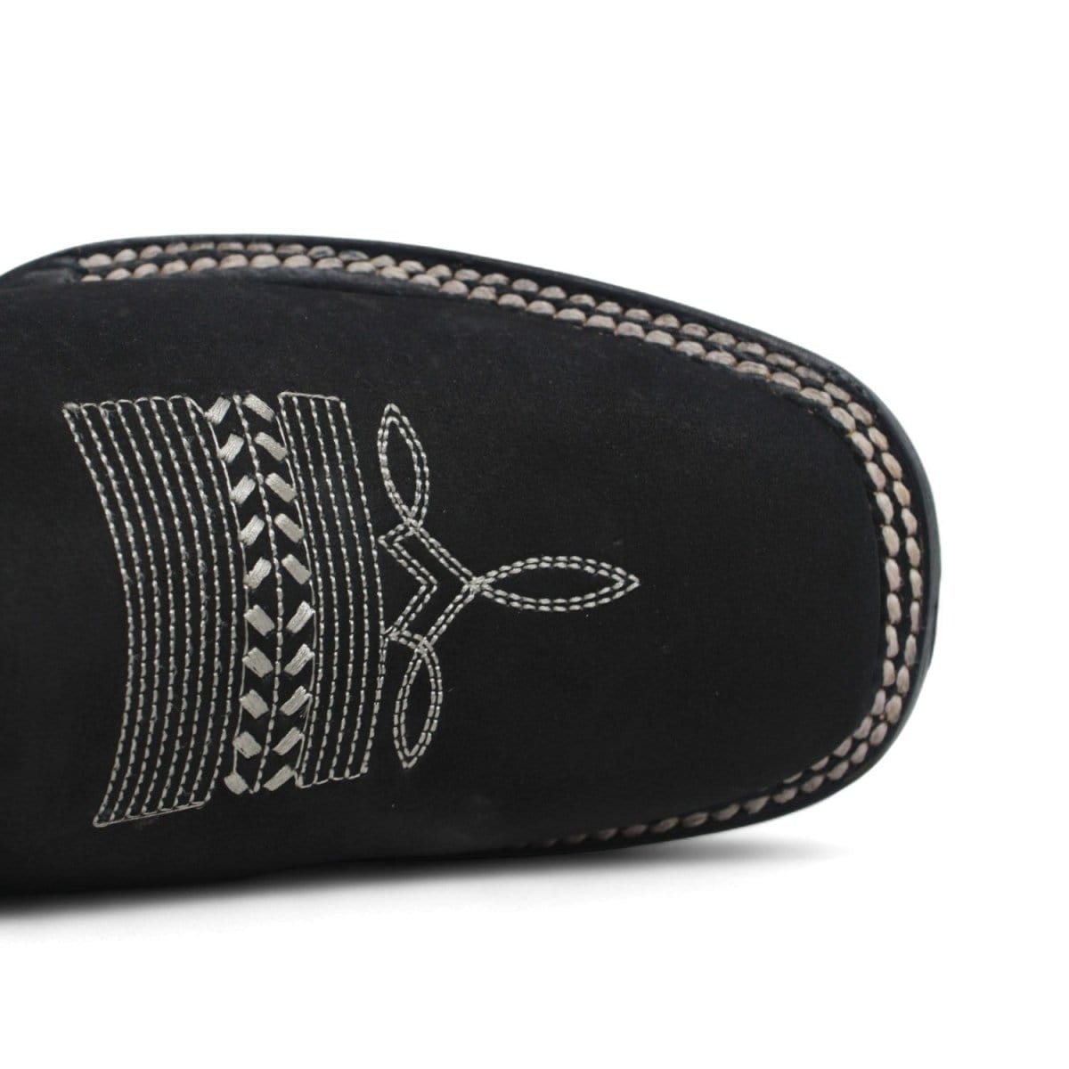 Women´s Genuine Leather Square Toe With embroidered SunFlowers - Black Color - La Carreta toe view