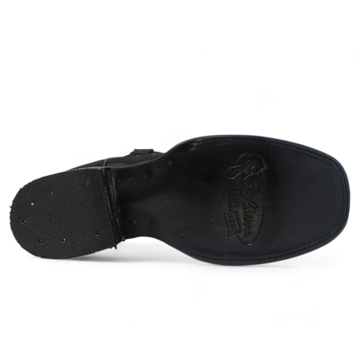 Women´s Genuine Leather Square Toe With embroidered SunFlowers - Black Color - La Carreta sole view