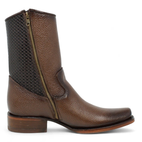 La Carreta Boots Men's Genuine Floater Leather Dubai Square Toe Boots Brown Color - La Sierra right side view