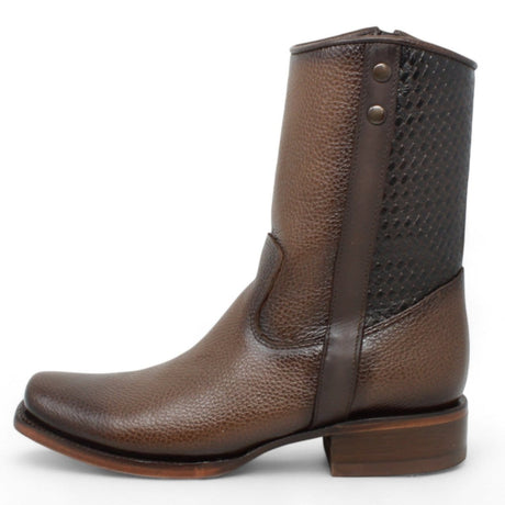 La Carreta Boots Men's Genuine Floater Leather Dubai Square Toe Boots Brown Color - La Sierra left side view
