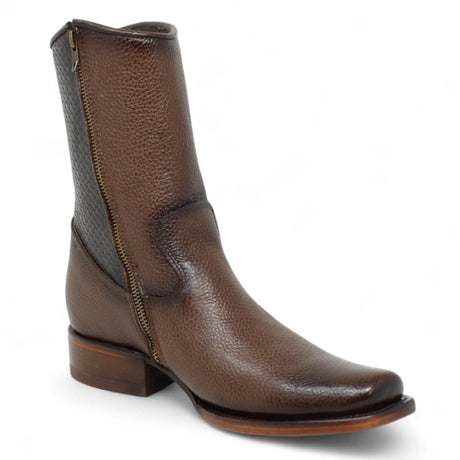 La Carreta Boots Men's Genuine Floater Leather Dubai Square Toe Boots Brown Color - La Sierra side view