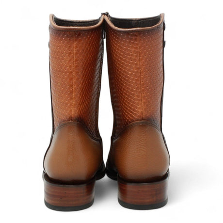 La Carreta Boots Men's Genuine Floater Leather Dubai Square Toe Boots Camel Brown Color - La Sierra back view