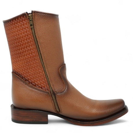 La Carreta Boots Men's Genuine Floater Leather Dubai Square Toe Boots Camel Brown Color - La Sierra sright side view