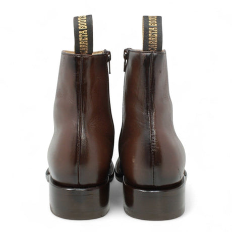 Men´s Genuine Leather Dubai Square Toe Ankle Boots Brown Color - La Carreta Back view