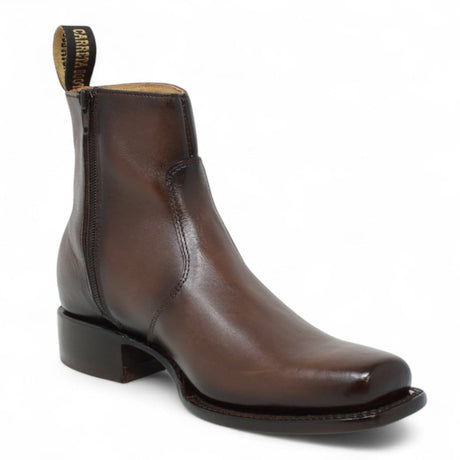 Men´s Genuine Leather Dubai Square Toe Ankle Boots Brown Color - La Carreta side view