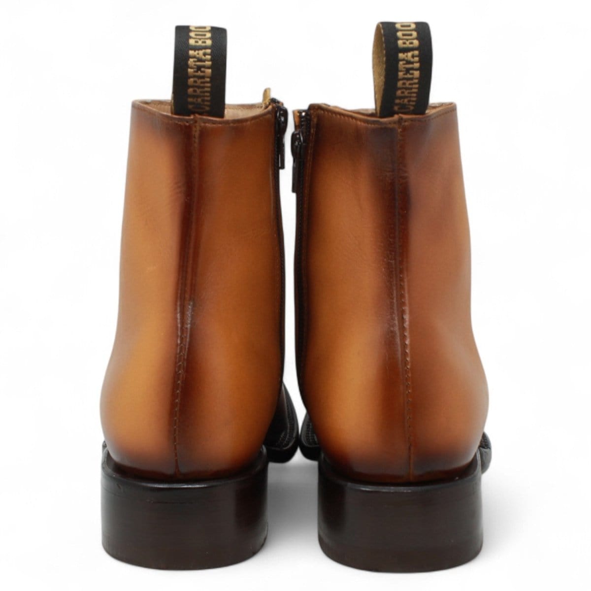 Men´s Genuine Leather Dubai Square Toe Ankle Boots Honey Color - La Carreta Back view