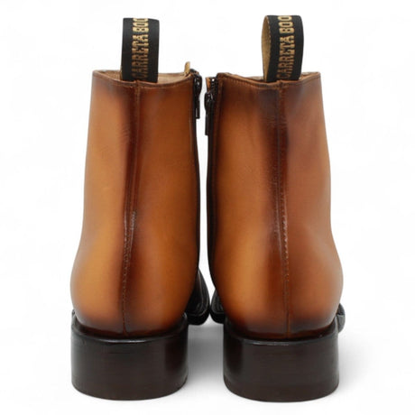Men´s Genuine Leather Dubai Square Toe Ankle Boots Honey Color - La Carreta Back view