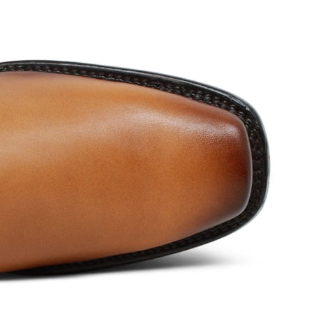 Men´s Genuine Leather Dubai Square Toe Ankle Boots Honey Color - La Carreta toe view