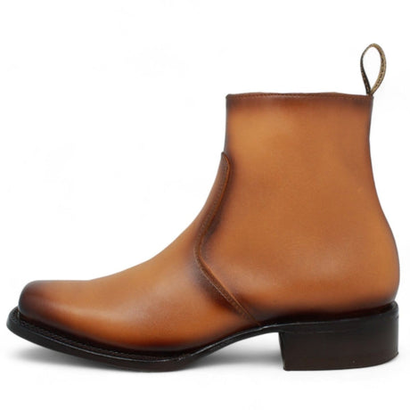 Men´s Genuine Leather Dubai Square Toe Ankle Boots Honey Color - La Carreta left side view