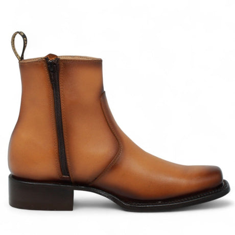Men´s Genuine Leather Dubai Square Toe Ankle Boots Honey Color - La Carreta right side view