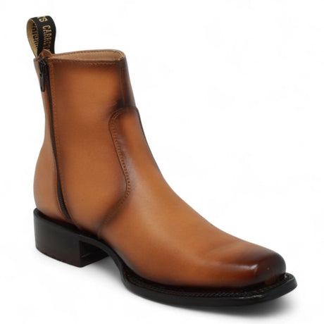 Men´s Genuine Leather Dubai Square Toe Ankle Boots Honey Color - La Carreta side view
